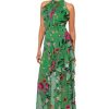 41VjhFs6IL.jpg Women's Sleeveless Halter Neck Long Chiffon Floral Ruffle Dress