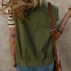 Womens Vests 2025 Fall Outerwear Button-Down Lapel Collar Elastic Hem Sleeveless Jacket Cargo Vest