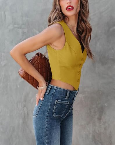 41WcE8Ge8L.jpg Women's Business Button Up Sleeveless Vests Fully Lined V Neck Regular Fitted Jacket Waistcoat