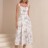 41WqBRDZS4L.jpg Floral Corset Midi Dress Lace Up Cutout Flowy Summer Wedding Guest Dresses for Women Sundress with Pockets