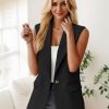 2025 Women's Summer Sleeveless Vest Tops Lightweight Fully-Lined Fashion Casual Work Office Blazers with Pockets