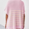 Women's Striped 2 Piece Outfits Oversized Batwing Short Sleeve Tops High Waisted Shorts Summer Knit Lounge Short Sets