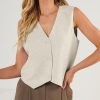 Vest for Women Summer Tops Spring Outfits Linen 2025 Fashion Button Down Sleeveless Business Casual Dressy Clothes