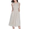 Women's Polka Dot Print Sleeveless Midi Dress