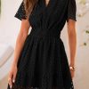 41YdUpBtWTL.jpg 2025 Women Summer Short Dress V Neck Short Sleeve A Line Hollow Out Lace Ruffle Cute Casual Beach Party Dresses