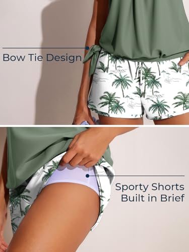 41YlVi27IL.jpg Blouson Women??s Tankini Swimsuits with Shorts Tummy Control Bathing Suits Side Pockets 2025