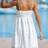 Women's Mini Dress Lace Boho Tassel V-Neck Flare Ruffle Adjustable Straps Beach Summer Short Dress