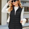 41Z1uKa-t7L.jpg Women's Puffer Vest Lightweight Stand Collar Zip 4 Pockets Puffy Vests Sleeveless Quilted Padded Outerwear