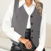 Womens Vest Dressy Casual V-Neck Button-Down Lined Suit Jacket Waistcoat Versatile Vests