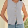 Womens Sweater Vest 2025 Summer Trendy Sleeveless Knit Button Down Tank Tops Casual Cardigan
