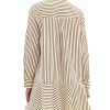 41ZcRwZ9o1L.jpg Womens Striped Shirt Mini Dress Long Sleeve Collared Ruffle Hem Button Up Tunic Flowy Swing Dresses