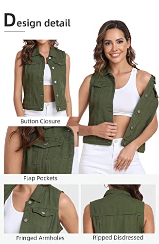 41aUJviFafL.jpg Women's Denim Vest, Sleeveless Jean Jacket (XS-XXL)