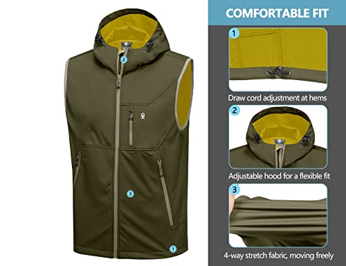 Men's Lightweight Softshell Vest Windproof Sleeveless Jacket for Travel Hiking Running Golf