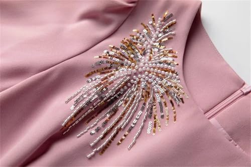 41b620PjiUL.jpg Women Summer Short Sleeve Beading Red Special Party Designer Long Maxi Dress