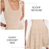 Womens Summer Mini Dresses Casual Crewneck Knitted Crochet Hem Flowy Tank Sundress