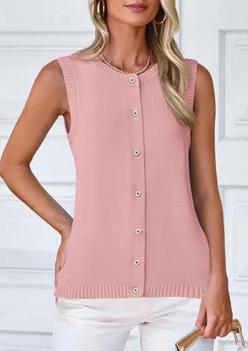 41bbZks76GL.jpg Fall Sweater Vest Women 2025 Casual Sleeveless Lightweight Button Down Knit Cardigans Shirts Ribbed Tank Tops