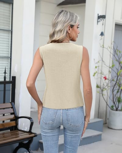 41bnobSMuuL.jpg Sweater Vest Women Vest Tops Button Down Sleeveless Cute Vest 2025 Summer Spring Work Business Casual Outfits