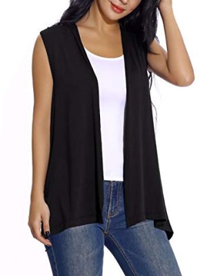 Women's Sleeveless Open Front Cardigan Vest Lightweight Cool Coat