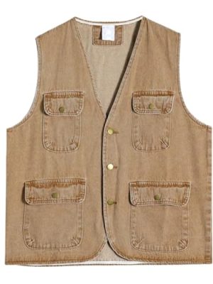 Summer Retro Pocket Denim Vest Coat Men's and WoMen's Casual Sleeveless Button Top