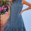41cUWLb3ulL.jpg Womens Summer Dresses Sleeveless Tie Back High Crew Neck Ruffle Mini Short Dress
