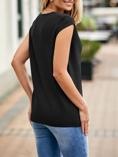 41cvcaSiZhL.jpg Womens Deep V Neck Sweater Vest Sleeveless Knit Button Up Loose Fit Cap Sleeve Trendy Summer Tops