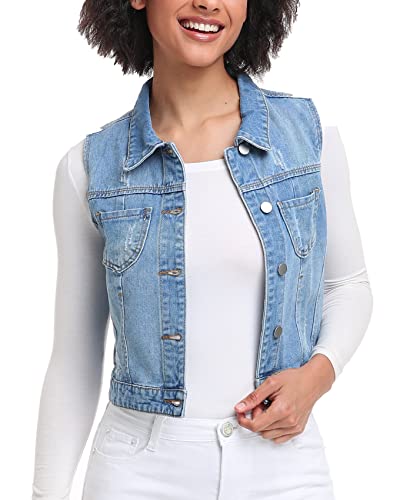 Women's Denim Vest, Sleeveless Jean Jacket (XS-XXL)