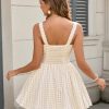Women's Summer Cute Corset Mini Dress Lace Spaghetti Strap Sweetheart Flowy A-line Gingham Short Dresses
