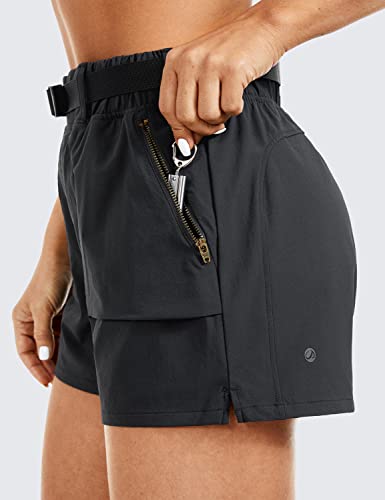 41dcwGP-1L.jpg Women's Waterproof Stretch Hiking Shorts Mid Rise Summer for Outdoor Golf Workout with Zip Pockets Belt - 3''
