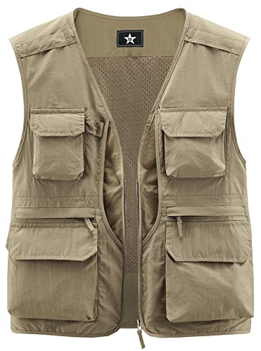 41eiPAXdBL.jpg Men's Fishing Vest Lightweight Safari Travel Vest Utility Cargo Vest with Multi Pockets