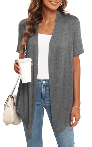 41eud0PIxL.jpg Lightweight Summer 3/4 Sleeve Cardigan for Women Trendy Casual Draped Tie Front Cardigans Fall Shrugs High Low Hem