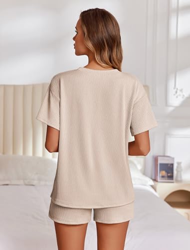 41f465d5I-L.jpg Womens Pajama Sets Short Sleeve Lounge Sets 2 Piece Pjs Tops and Shorts Outfits Matching Loungewear with Pockets