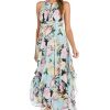 Women's Aqua Bloom Hankie-Hem Maxi Dress