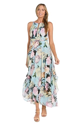 Women's Aqua Bloom Hankie-Hem Maxi Dress