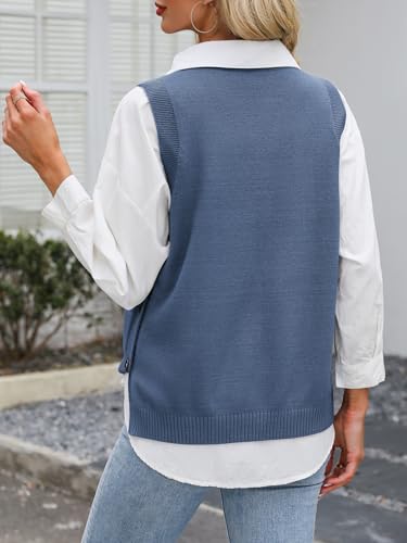 41gTinsUCJL.jpg Womens Sweater Vest Summer Sleeveless Crewneck Ribbed Knit Side Button Loose Pullover Tank Tops 2025 Fall Outfits