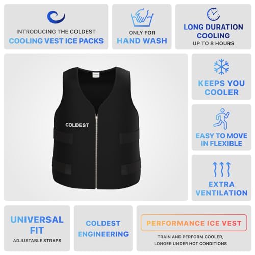 41hXsnyvh0L.jpg Coldest Cooling Jacket, Reusable Ice Packs for Hot Weather, Ice Vest for Men & Women, Cycling, Running, Athletes