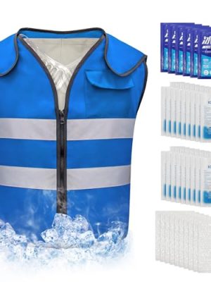 41i6JRinHL.jpg Large Cooling Vest for Men&Women with 24pcs Ice Packs, Adjustable Cooling Vests with Air Cushion for Hot Weather Work,