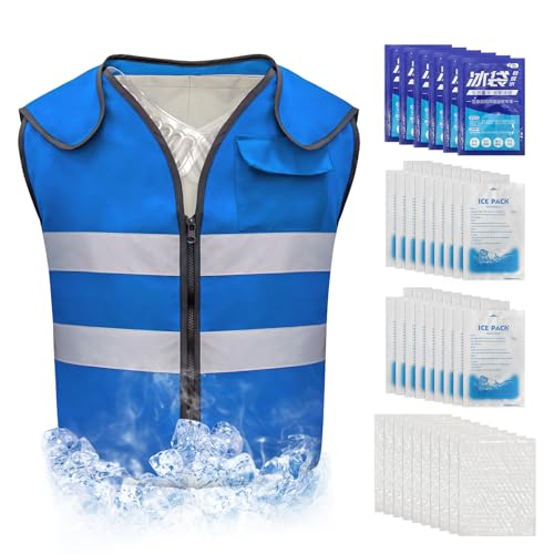 Large Cooling Vest for Men&Women with 24pcs Ice Packs, Adjustable Cooling Vests with Air Cushion for Hot Weather Work,
