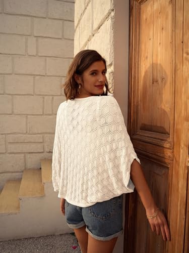 Womens Crochet Summer Cardigan Shrug 2025 Lightweight Open Front Hollow-out Batwing Cardigan Sweater Outwear