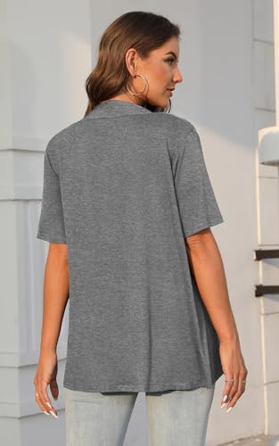 41iPE9LOL0L.jpg Lightweight Summer 3/4 Sleeve Cardigan for Women Trendy Casual Draped Tie Front Cardigans Fall Shrugs High Low Hem