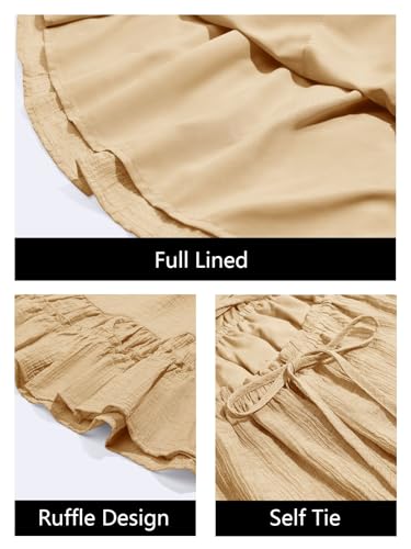 Womens Spaghetti Strap Mini Dress Summer Backless Self Tie Ruffle Beach Sundress