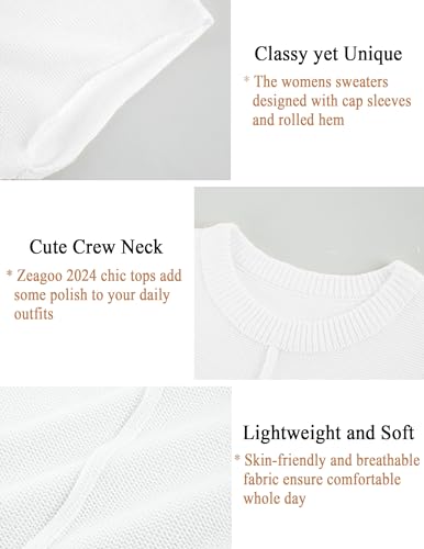 Women's Cap Sleeve Sweater Vest Crew Neck Sleeveless Casual Knit Tops 2024 Summer Clothes S-XXL