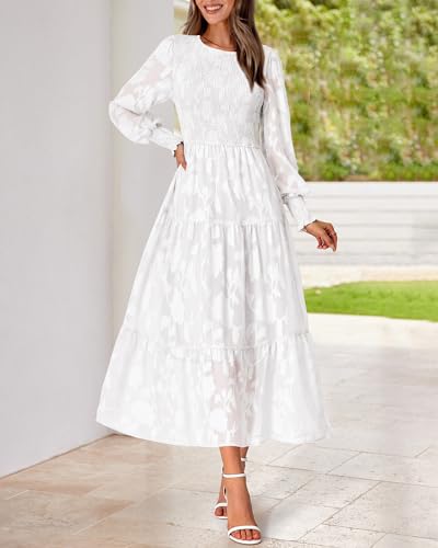 41k1bbZu73L.jpg Wedding Guest Dresses for Women Fall Fashion 2025 Casual Long Sleeve Floral Maxi Boho Homecoming Dress
