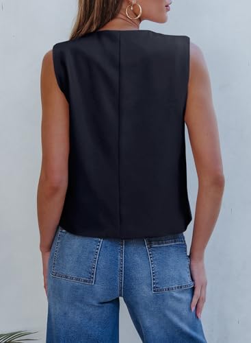 41l39fXBbJL.jpg Vest for Women 2025 Button Down Sleeveless Blazer Suit Vest Cropped Waistcoat Spring Summer Casual Outfits