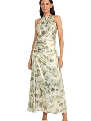 41m37222ZuL.jpg Women's Ruched Waist Halter Neck A-line Maxi-Ankle Length Special Occasion-Formal Evening Dress