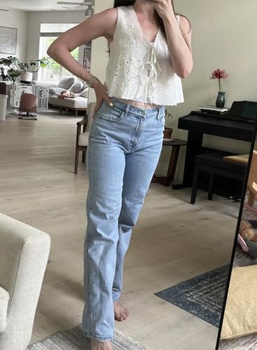 Womens Vest Top Trendy Floral Embroidered Eyelet Tie Front Tops Fashion Crochet Lace Hollow Out Vests