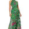 41nrSkQZjrL.jpg Women's Sleeveless Halter Neck Long Chiffon Floral Ruffle Dress