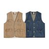 41nsMx0T8L.jpg Summer Retro Pocket Denim Vest Coat Men's and WoMen's Casual Sleeveless Button Top