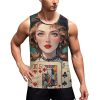 Ladies' Poker Cards Mens Tank Tops Summer Beach Tanktop, Sleeveless Gym Workout T-Shirt Breathable Fit Vests