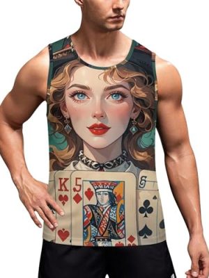 Ladies' Poker Cards Mens Tank Tops Summer Beach Tanktop, Sleeveless Gym Workout T-Shirt Breathable Fit Vests