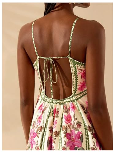 41nuj1O9R2L.jpg Women's Floral Print Cami Dress Spaghetti Strap A Line Flared Flowy Short Summer Dresses Sundress